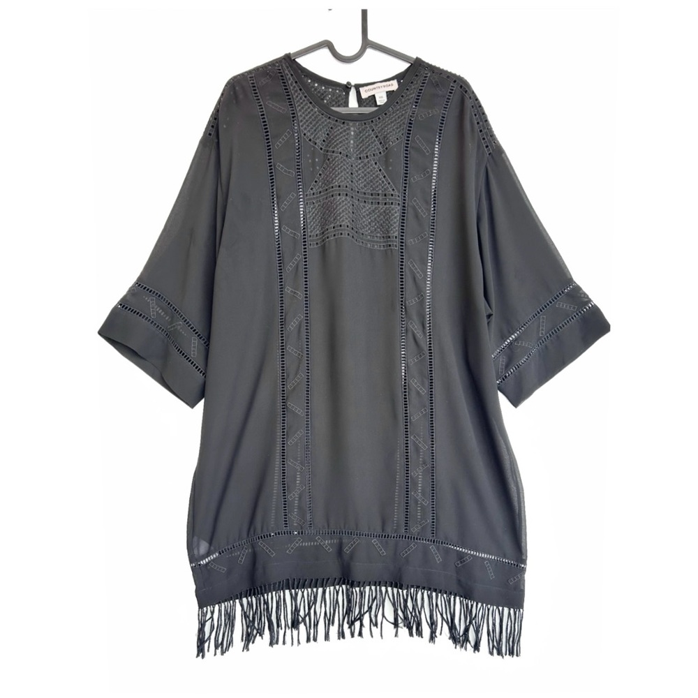 Country Road, Oversized embroidered fringe dress, XXS